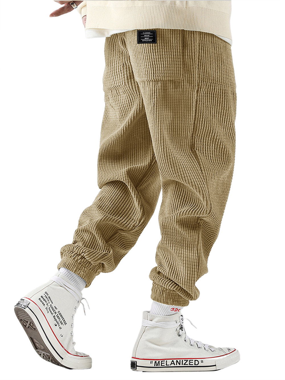 Herren Retro Freizeit Harem-Hosen Cord-Hosen Outdoor Bequeme Herren Lockere Jogging-Sporthosen-ZierMode