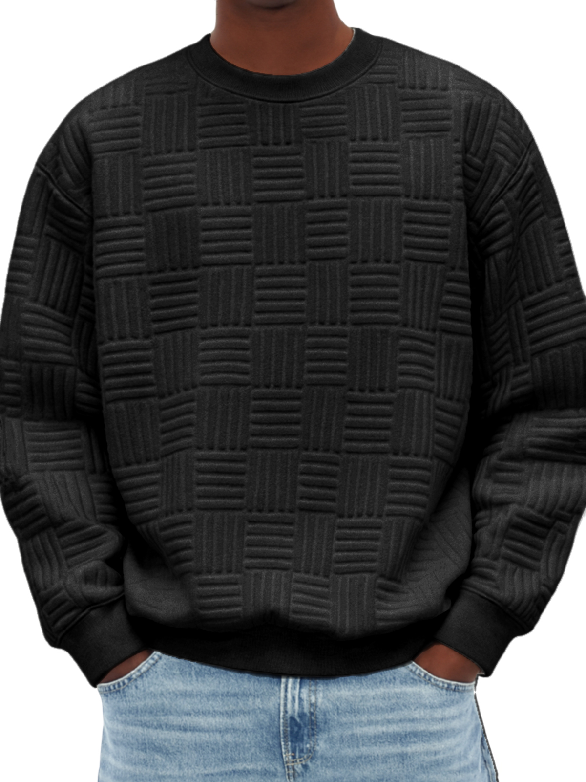 Stilvolles Herren-Sweatshirt mit Jacquard-Struktur-deurabatt