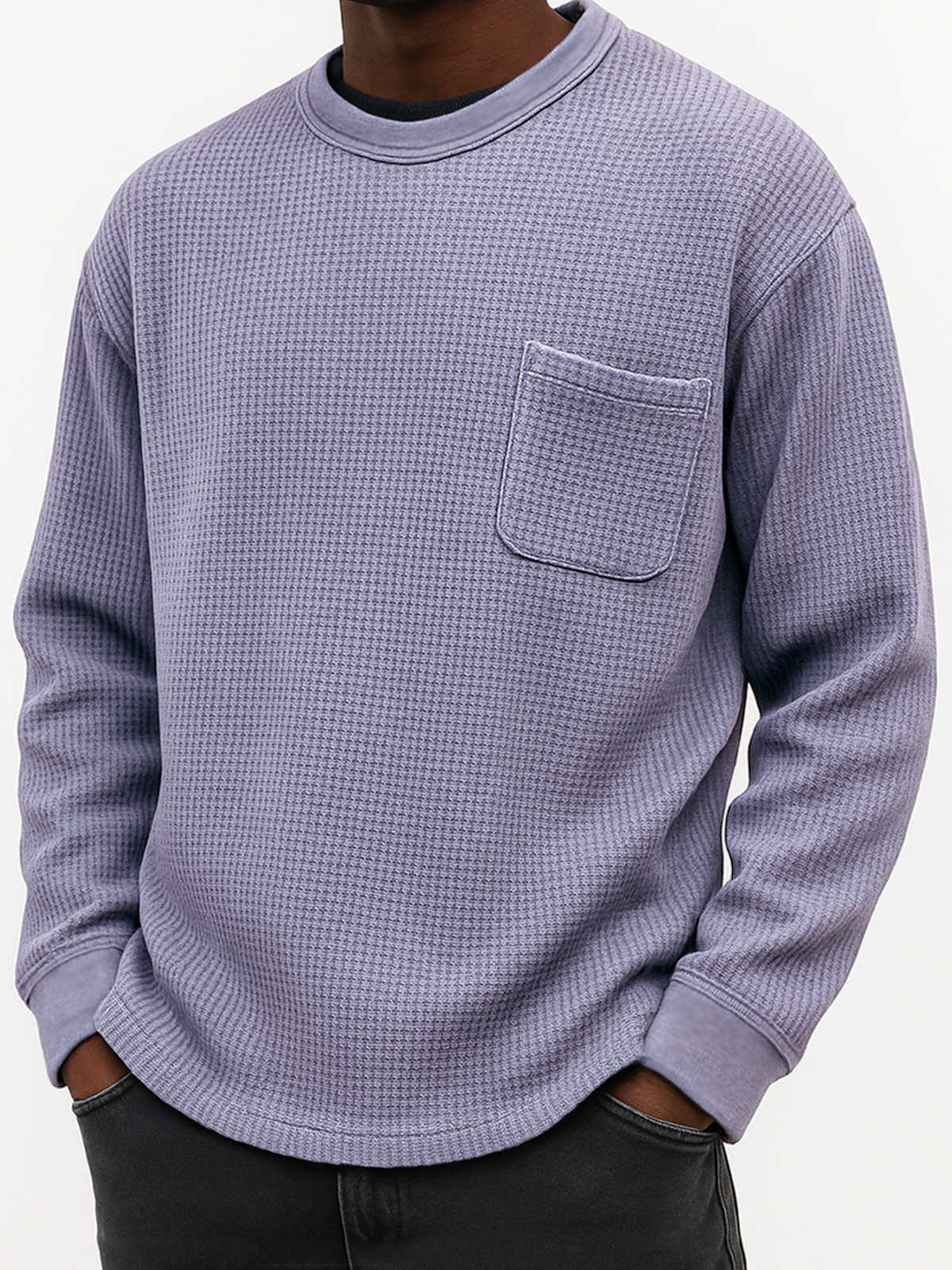 Herren Stylischer Waffel Komfort Freizeit Tasche Alltag Sweatshirt-deurabatt