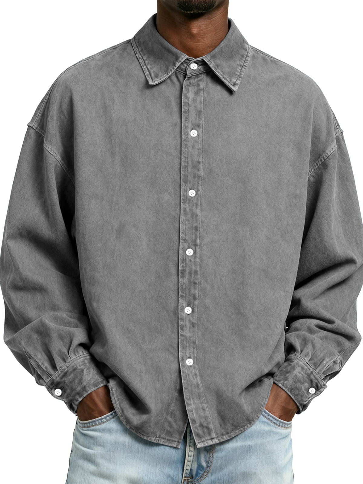 Herren-Langarmhemd im Retro-Look mit Used-Effekt-deurabatt