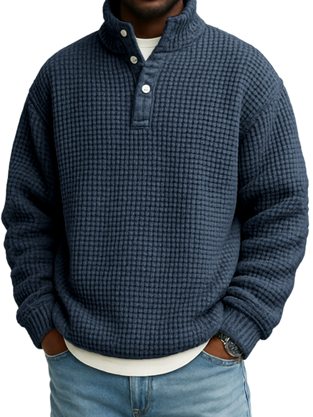 Herren Atmungsaktives Strick-Waffelpullover Sweatshirt-deurabatt
