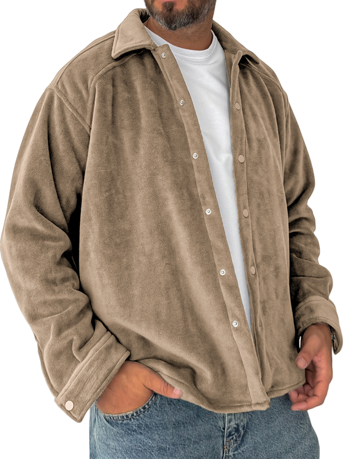 Herren Vintage Fleece Jacke Warme Freizeit Cardigan Hemd-deurabatt