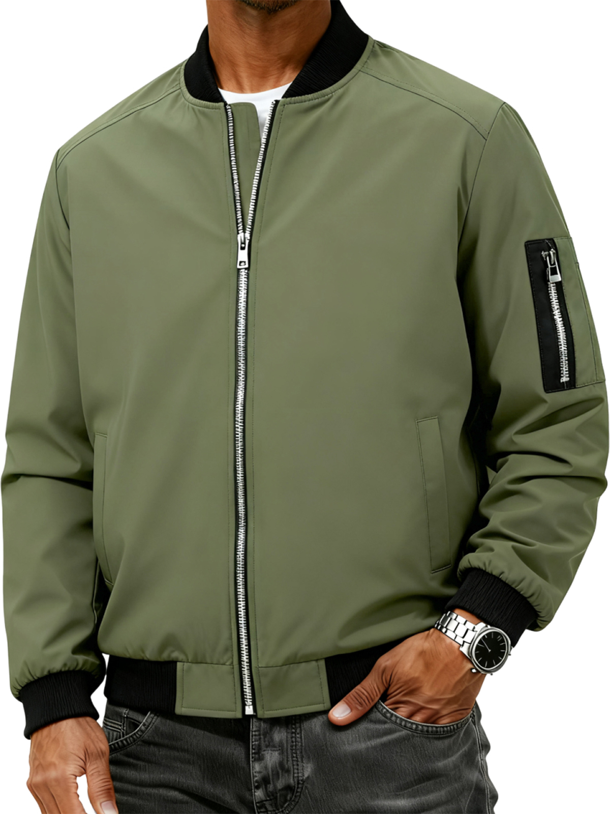 Herren Stehkragen Cardigan Reißverschluss Modejacke-deurabatt