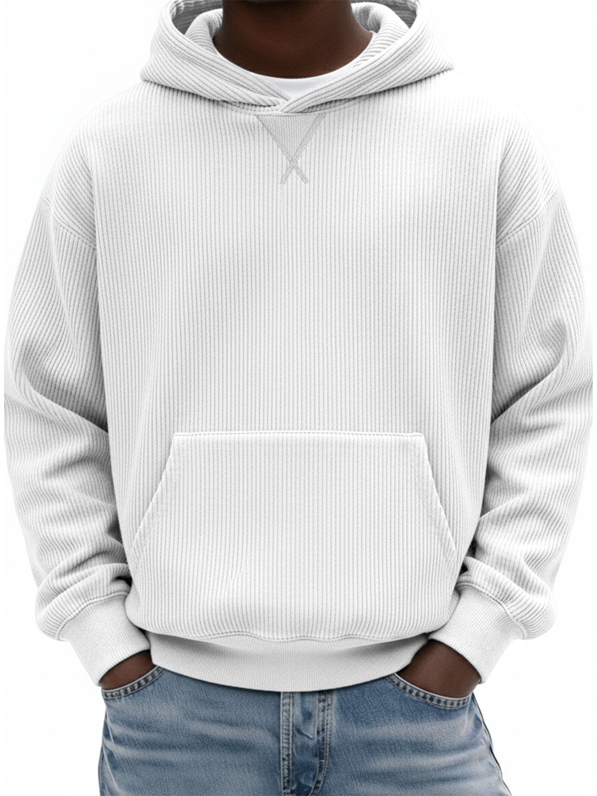 Herren Einfaches Rippstrick X-Stich Basic Pullover Hoodie-deurabatt