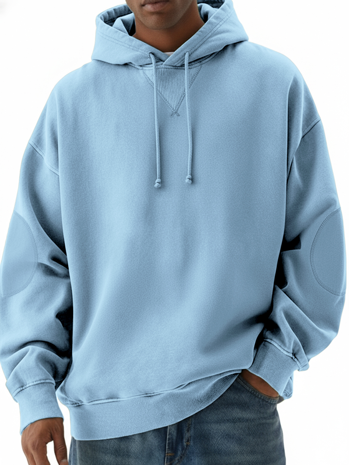 Herren Heavyweight Vintage Patchwork Design Pullover Hoodie-deurabatt