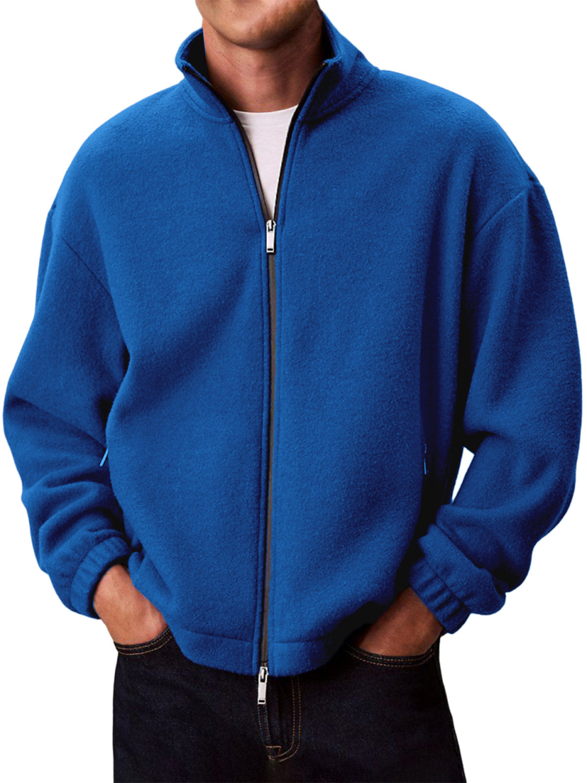Warme Herren-Polarfleecejacke, einfarbig-deurabatt