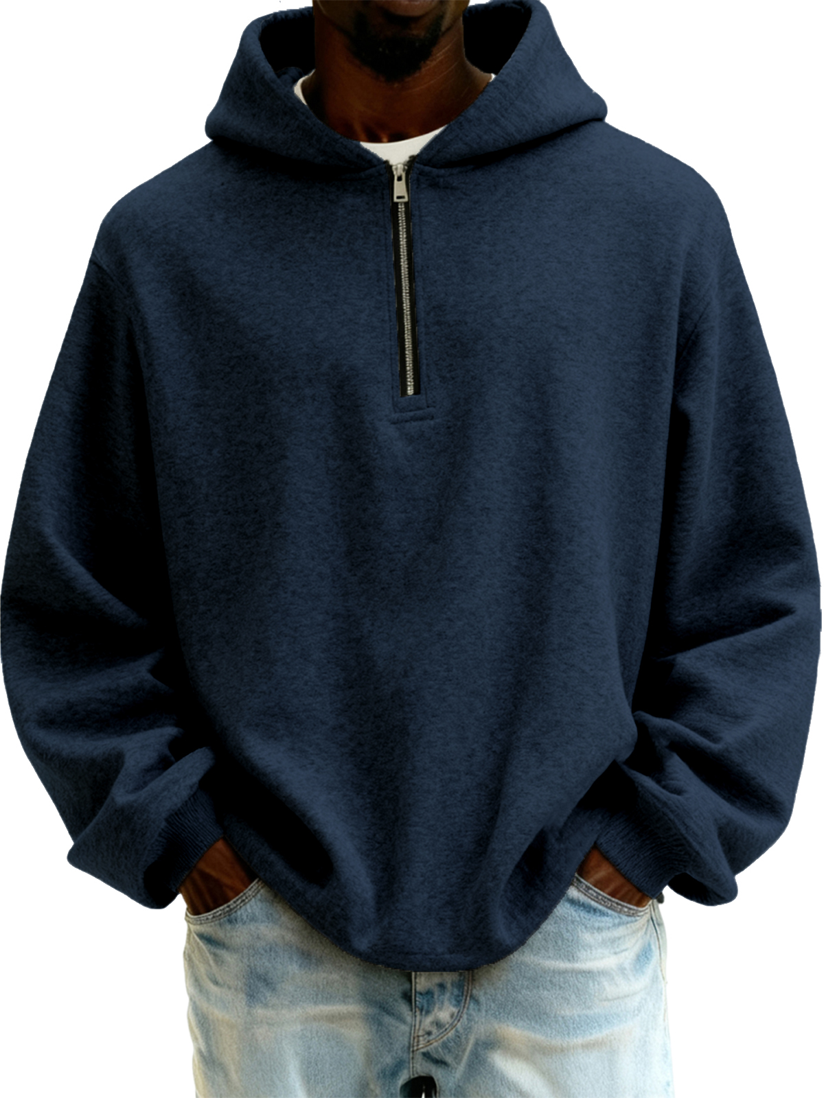 Herren-Kapuzenpullover mit halbem Reißverschluss-deurabatt