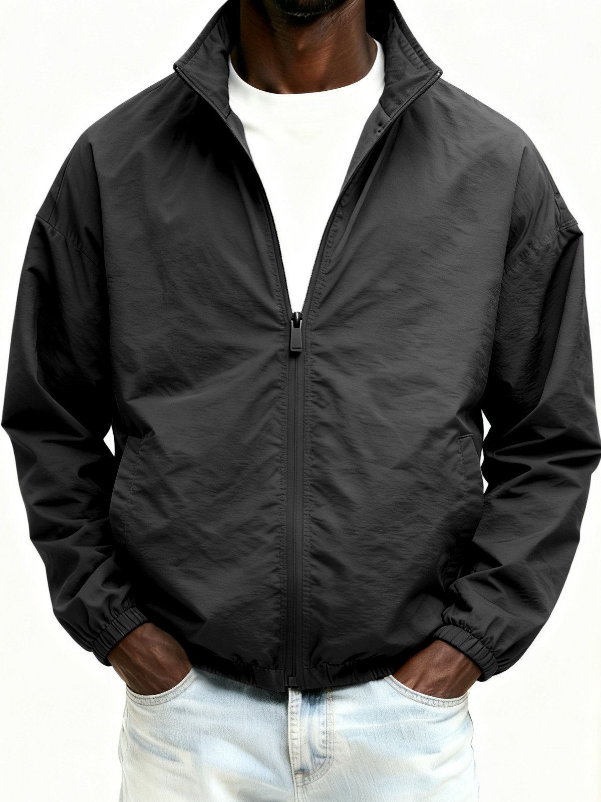 Outdoor-Jacke mit Reißverschluss, einfarbig-deurabatt