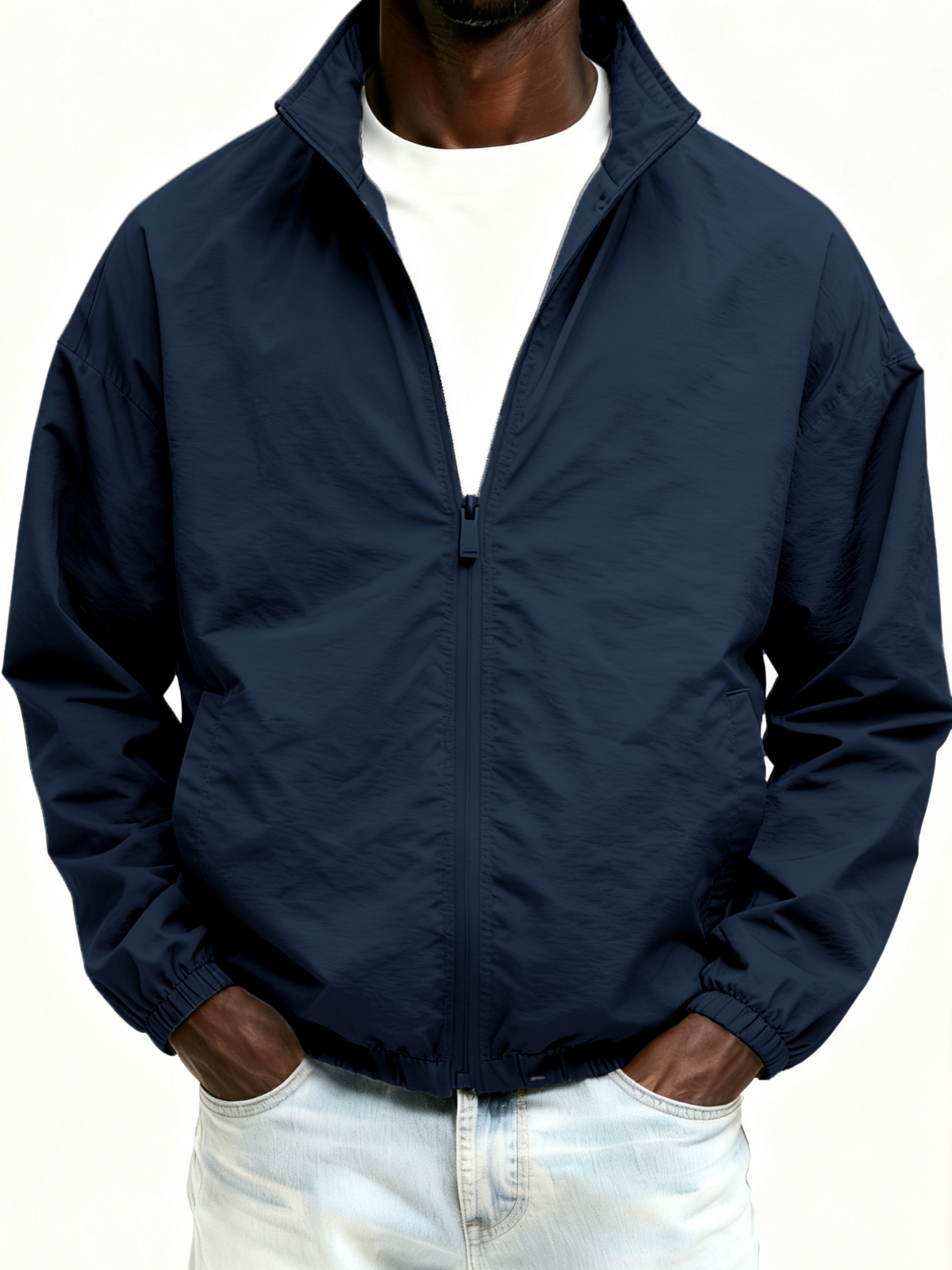 Outdoor-Jacke mit Reißverschluss, einfarbig-deurabatt