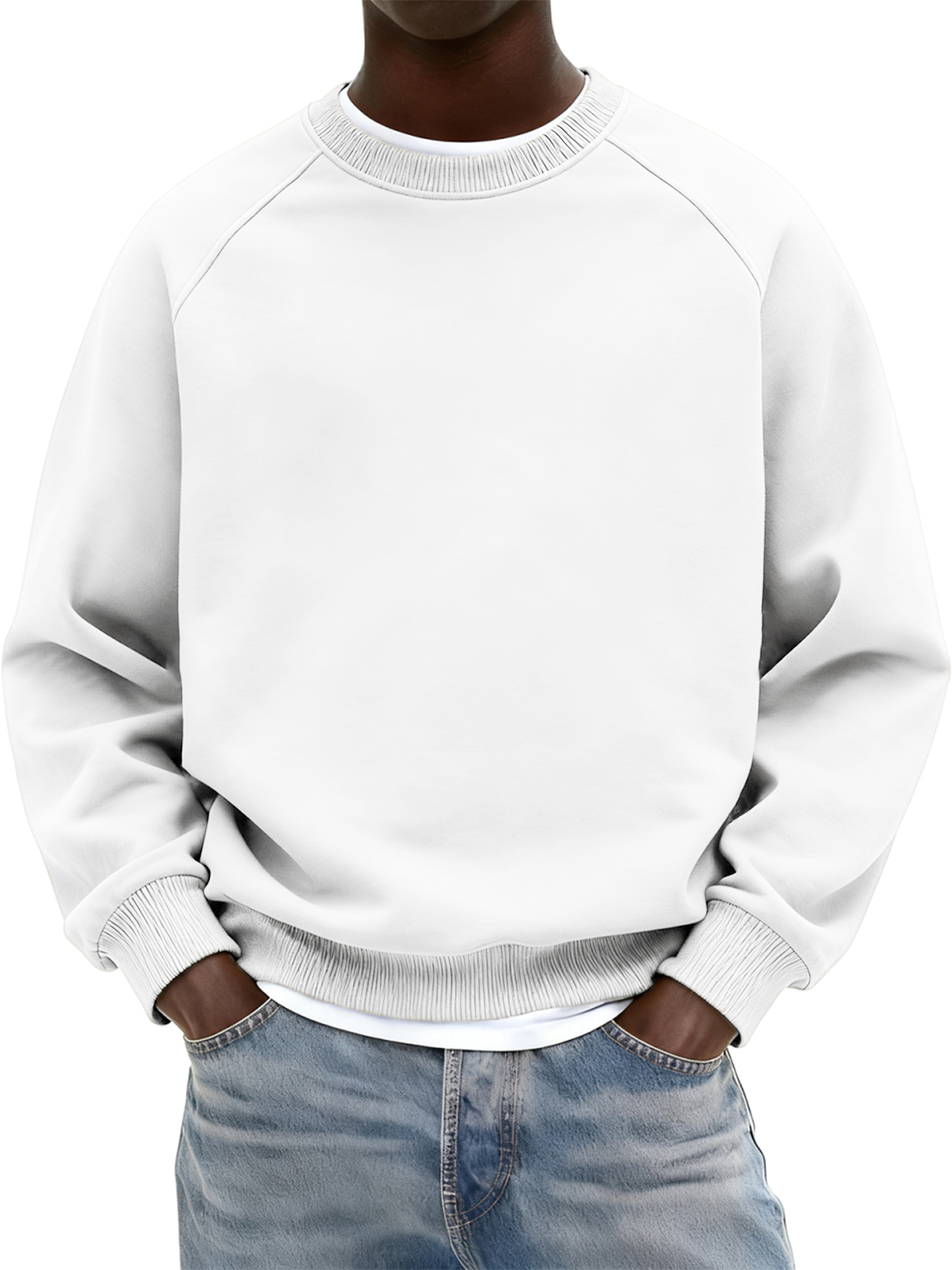 Basic Alltags-Sweatshirt mit Raglan-Ausschnitt und Rundhalsausschnitt-deurabatt