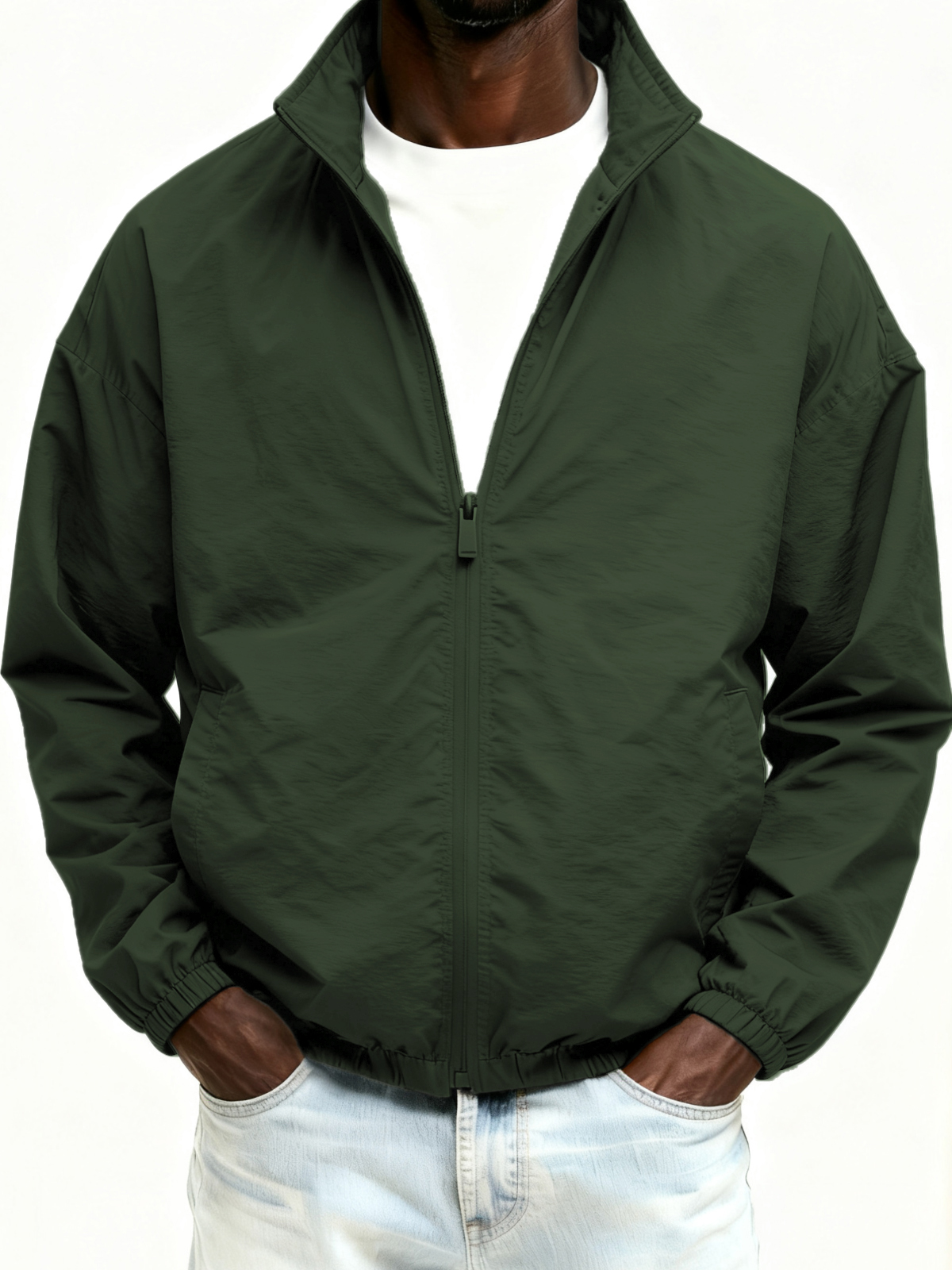 Outdoor-Jacke mit Reißverschluss, einfarbig-deurabatt