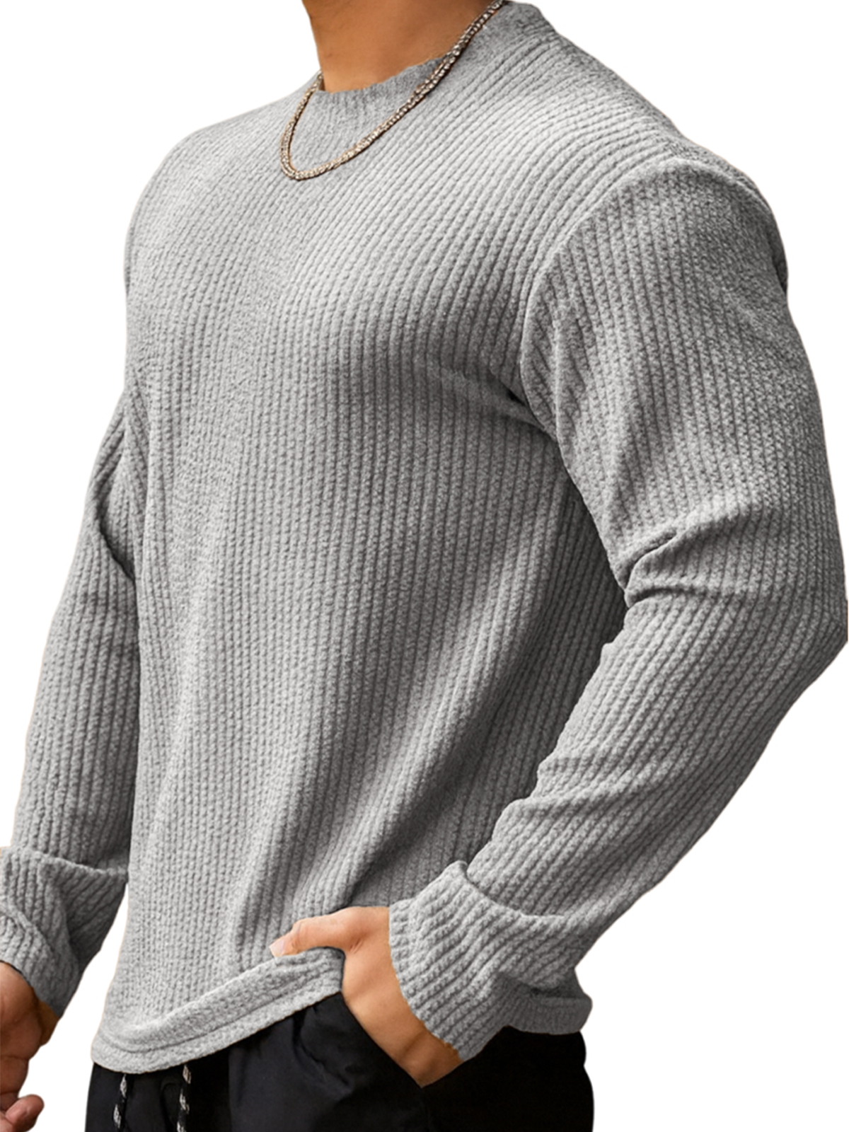 Herren-Fitness-Langarmshirt aus Jacquard-deurabatt