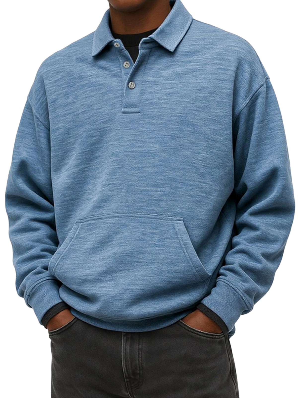 Herren Stylischer Schwergewicht Komfort Revers Sweatshirt mit Eingrifftaschen-deurabatt