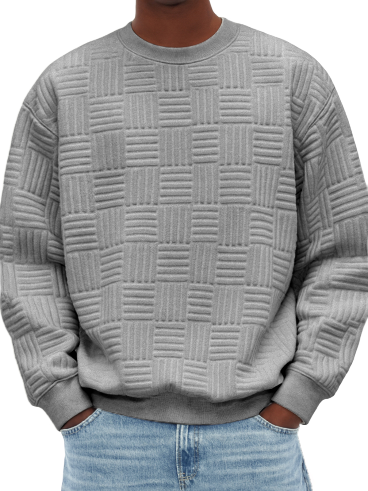 Stilvolles Herren-Sweatshirt mit Jacquard-Struktur-deurabatt
