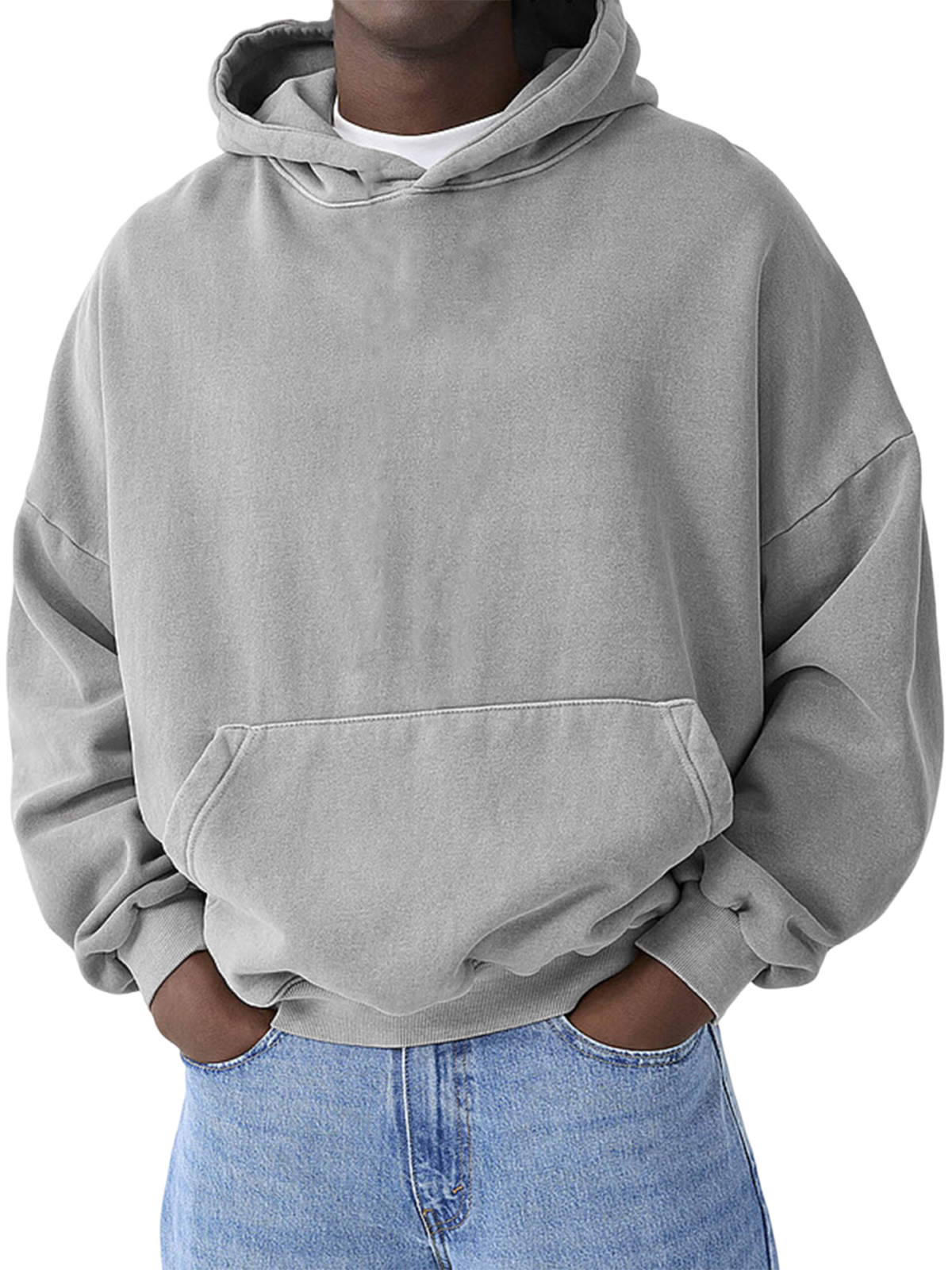 Herren Schwergewicht Basic Freizeit Pullover Kapuzen-Sweatshirt-deurabatt
