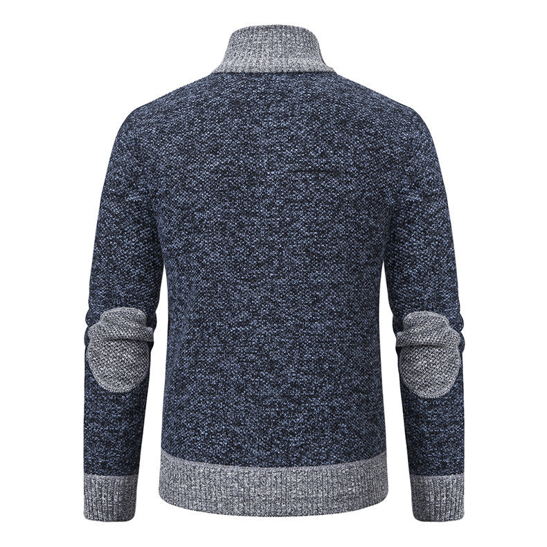 Herren Stehkragen Patchwork wattierter Pullover Strickjacke Pullover-deurabatt