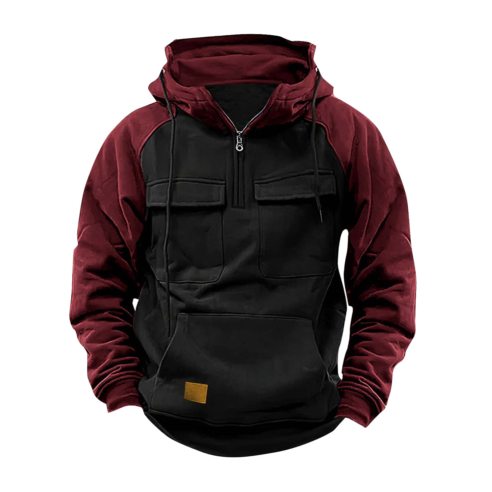 Lässiges Herren-Sweatshirt mit Kapuze und Reißverschluss und doppelter Tasche-deurabatt