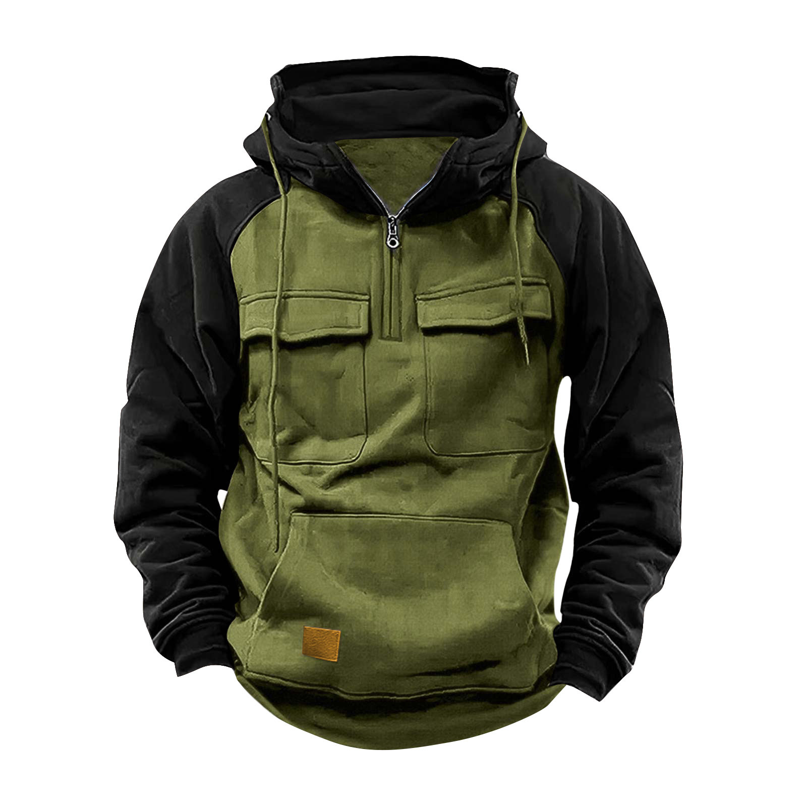 Lässiges Herren-Sweatshirt mit Kapuze und Reißverschluss und doppelter Tasche-deurabatt