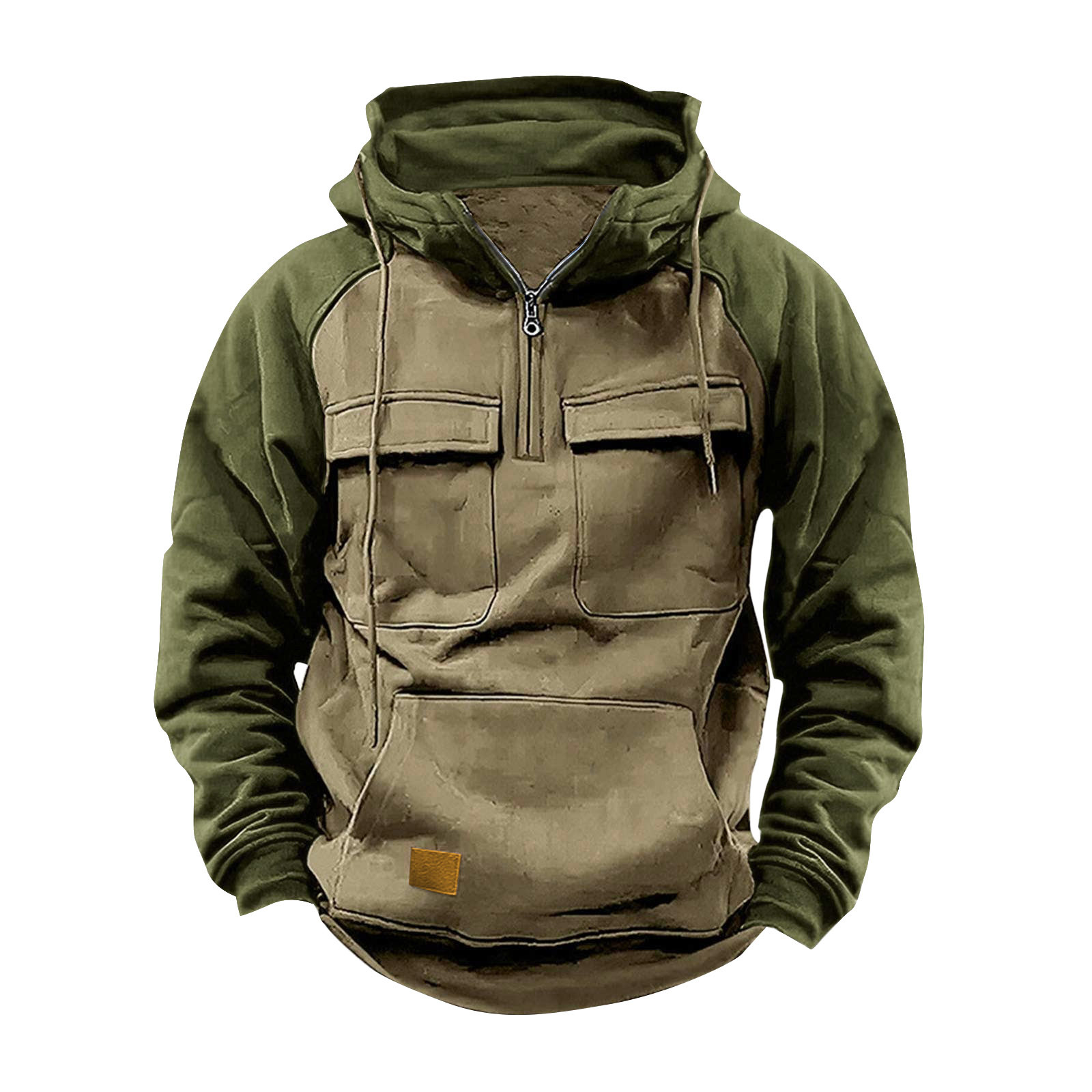 Lässiges Herren-Sweatshirt mit Kapuze und Reißverschluss und doppelter Tasche-deurabatt