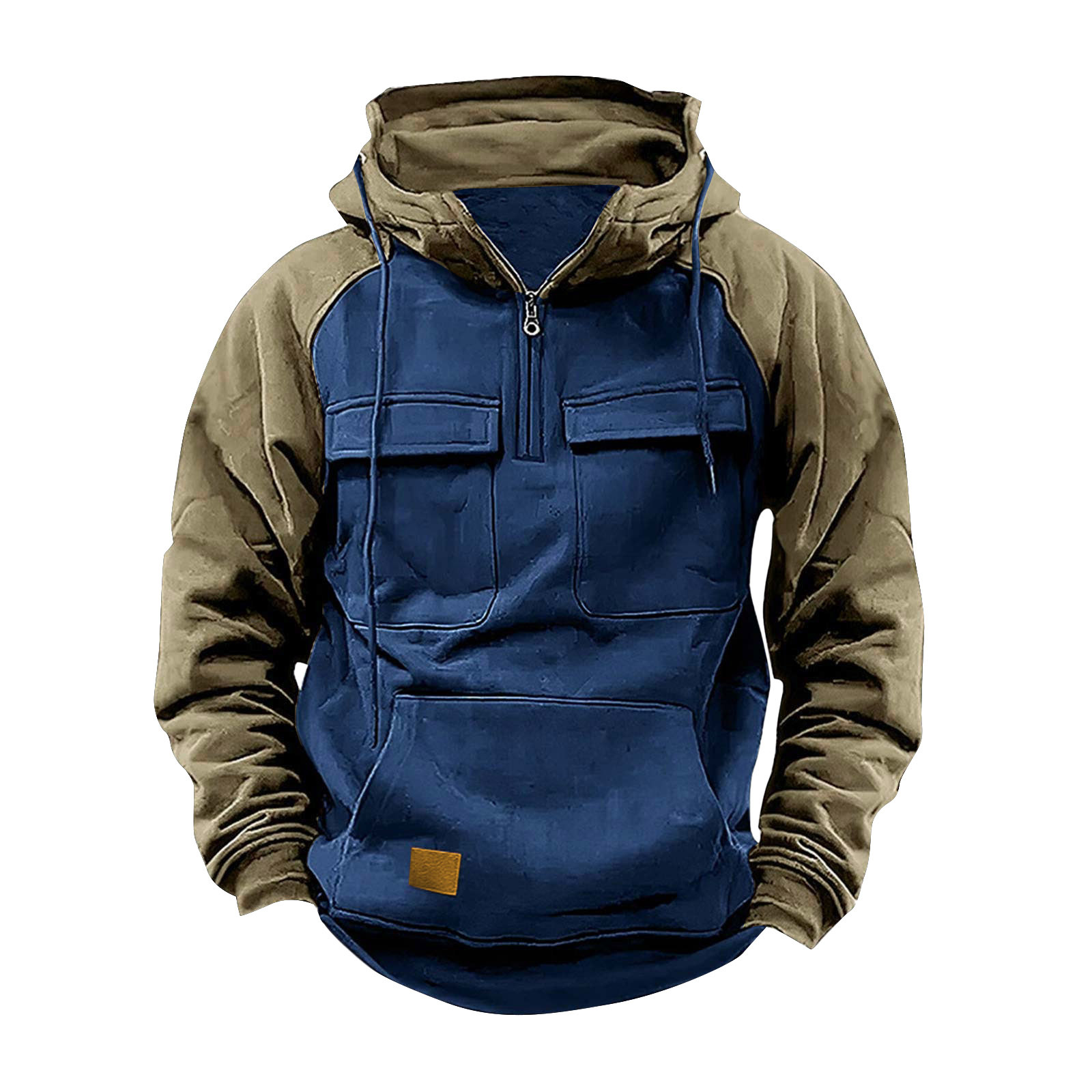 Lässiges Herren-Sweatshirt mit Kapuze und Reißverschluss und doppelter Tasche-deurabatt
