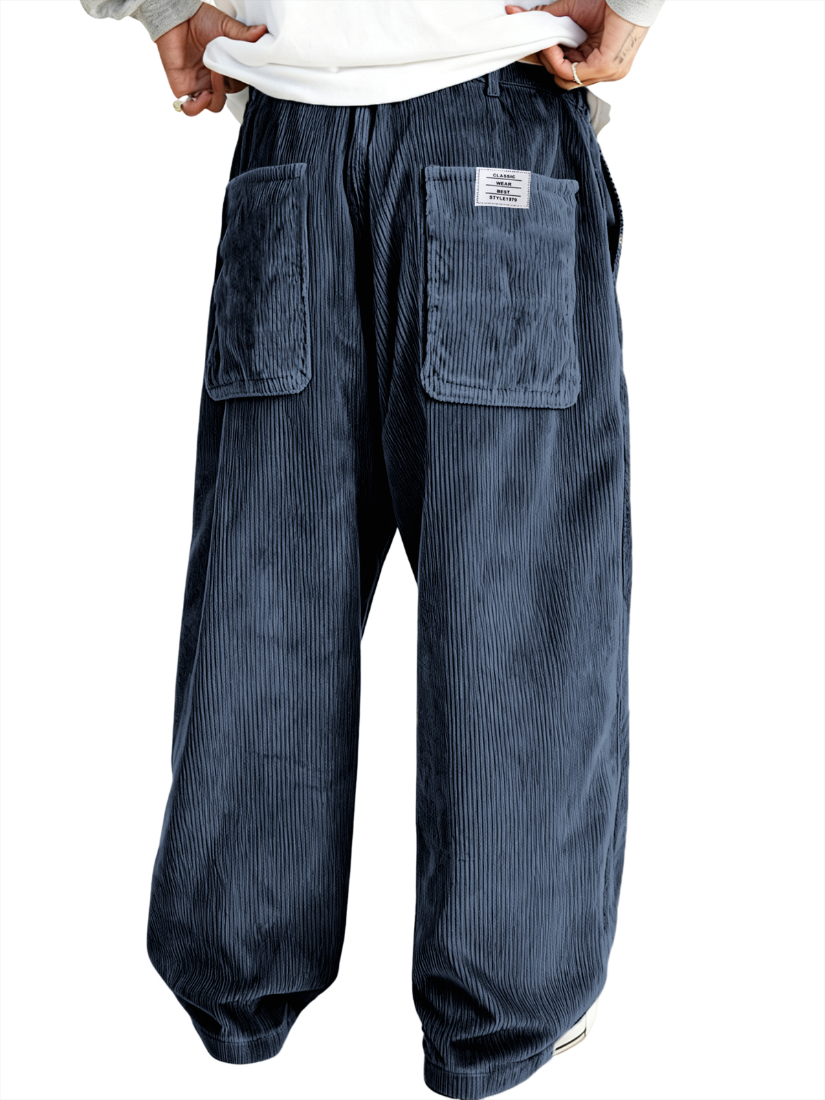 Herren Mehrfachtaschen Stilvolle Cord-Ripp Casual-Hosen mit besticktem Etikett-deurabatt