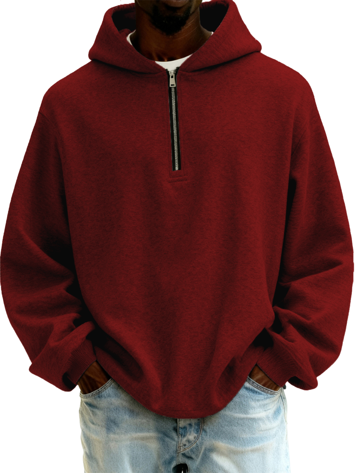 Herren-Kapuzenpullover mit halbem Reißverschluss-deurabatt