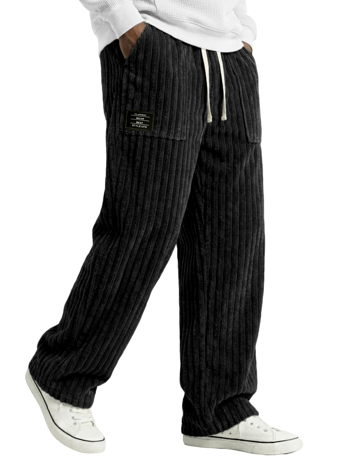 Herren Stylische Cordhosen mit bestickten Etiketten und aufgesetzten Taschen-deurabatt