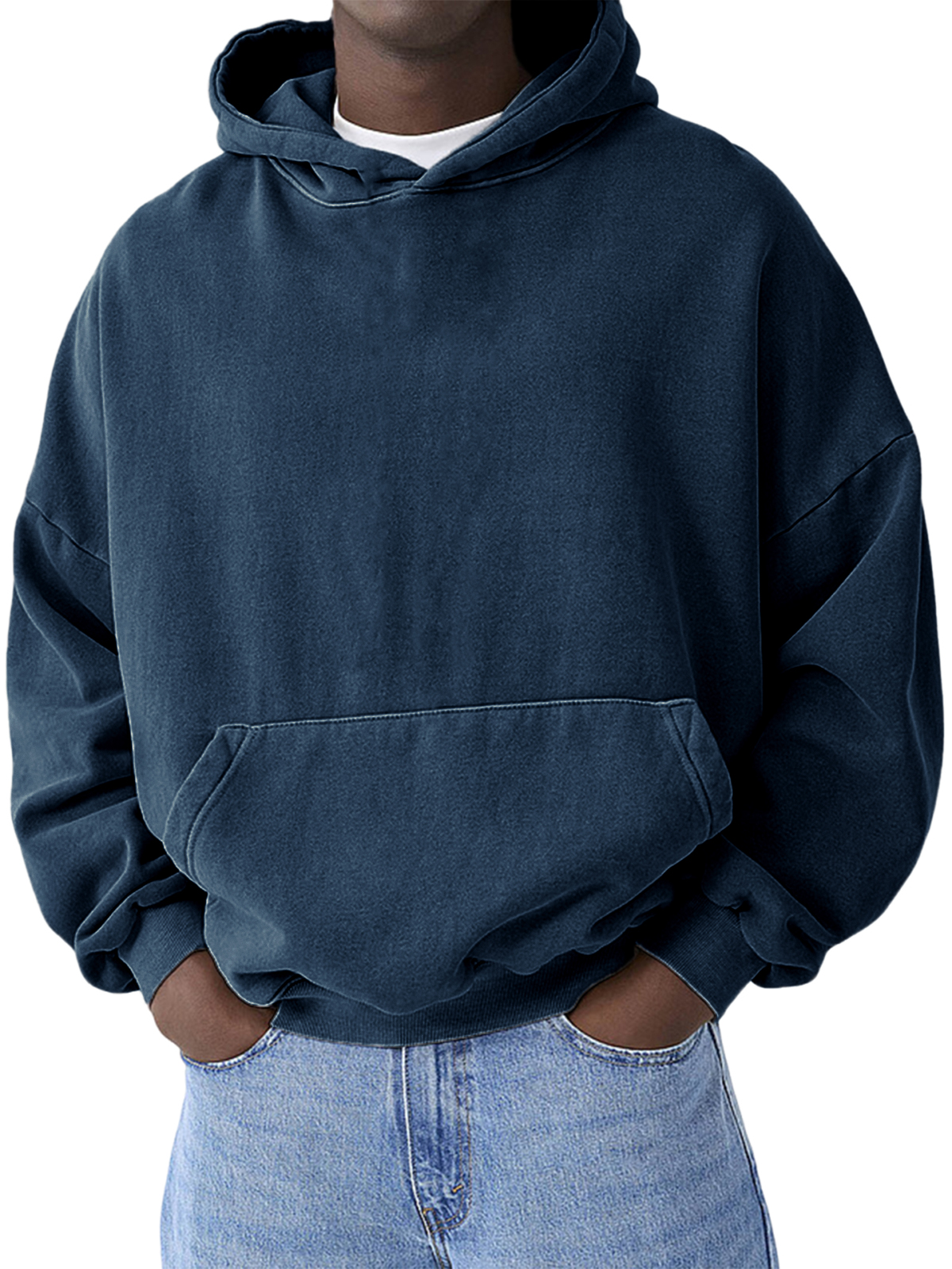 Herren Schwergewicht Basic Freizeit Pullover Kapuzen-Sweatshirt-deurabatt