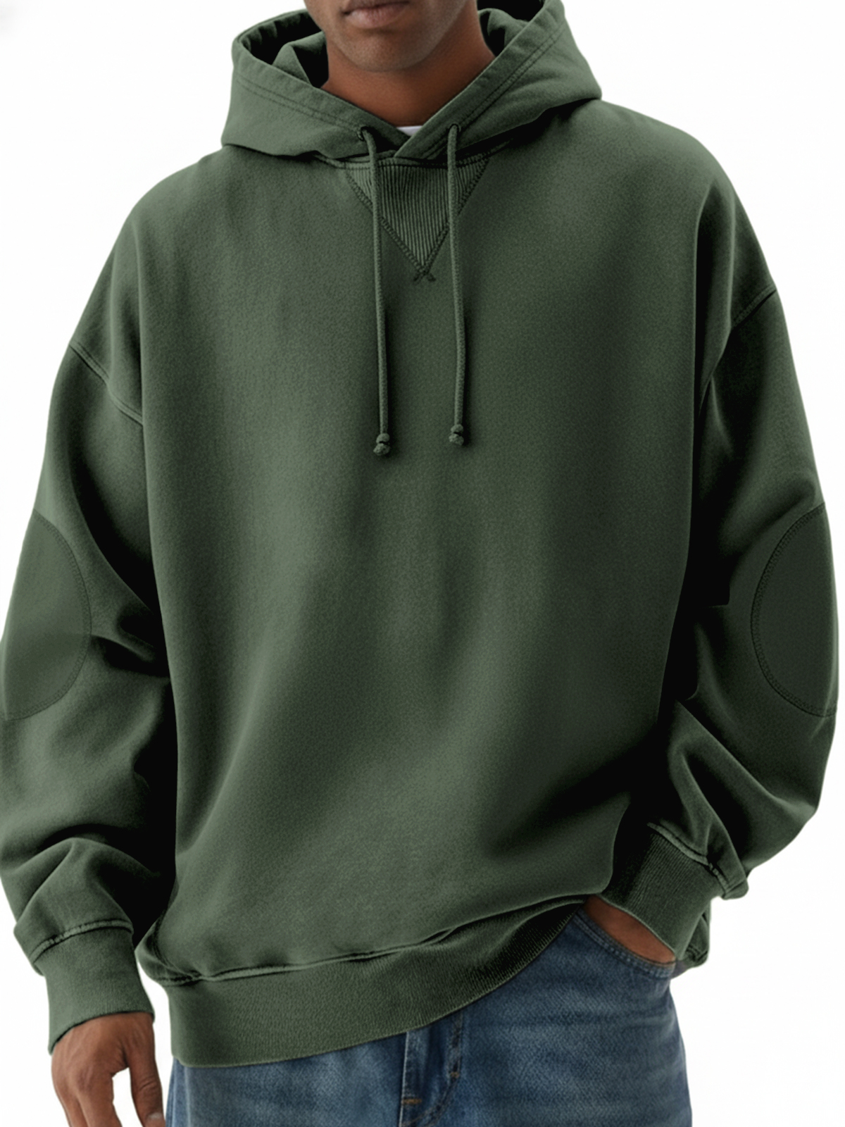 Herren Heavyweight Vintage Patchwork Design Pullover Hoodie-deurabatt