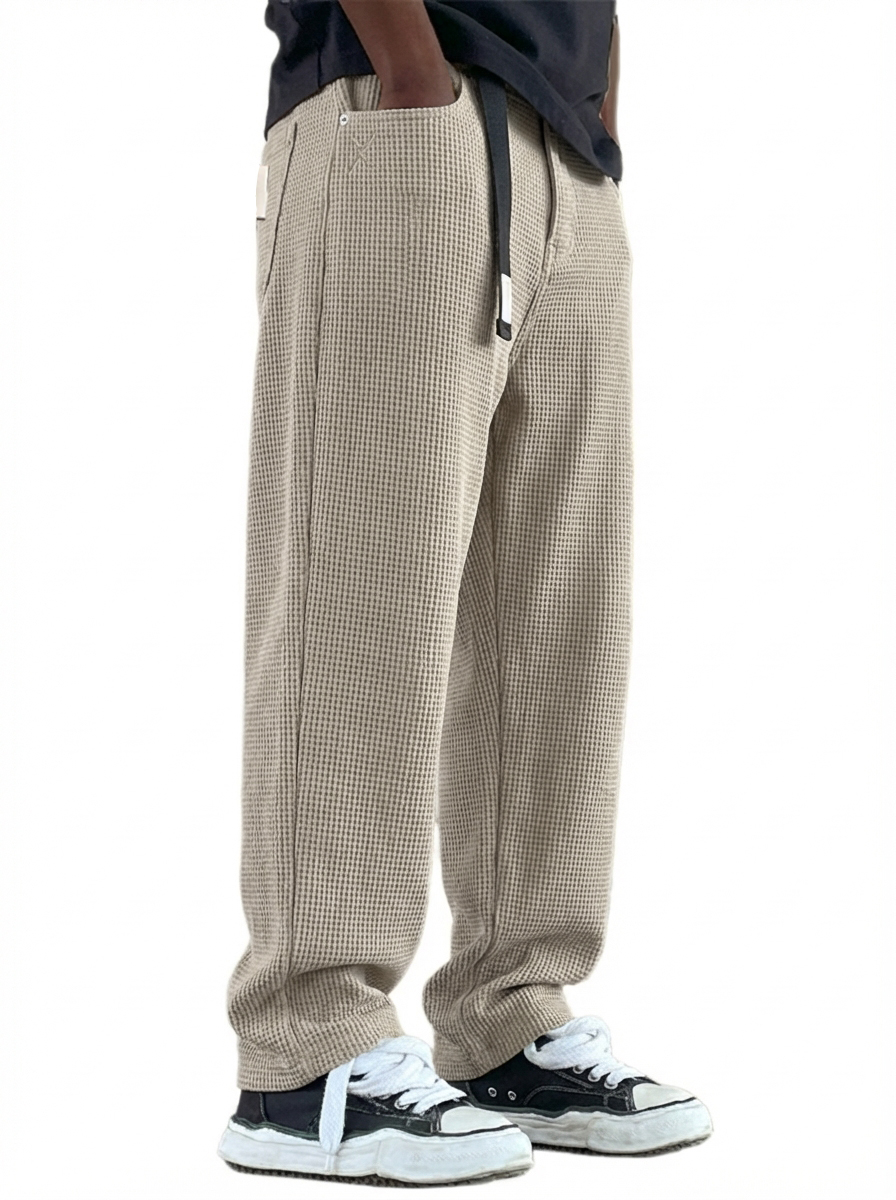 Herren Vintage Freizeit Multi-Taschen Waffelstoff Hose-deurabatt