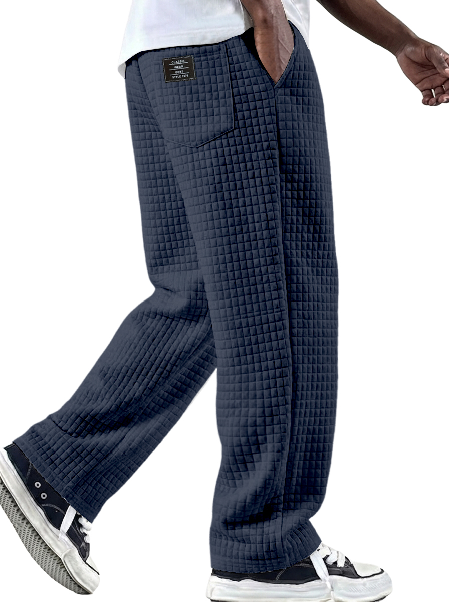 Herren Vintage Waffelstrickstoff Logo Mehrfachtaschen Strickhose-deurabatt