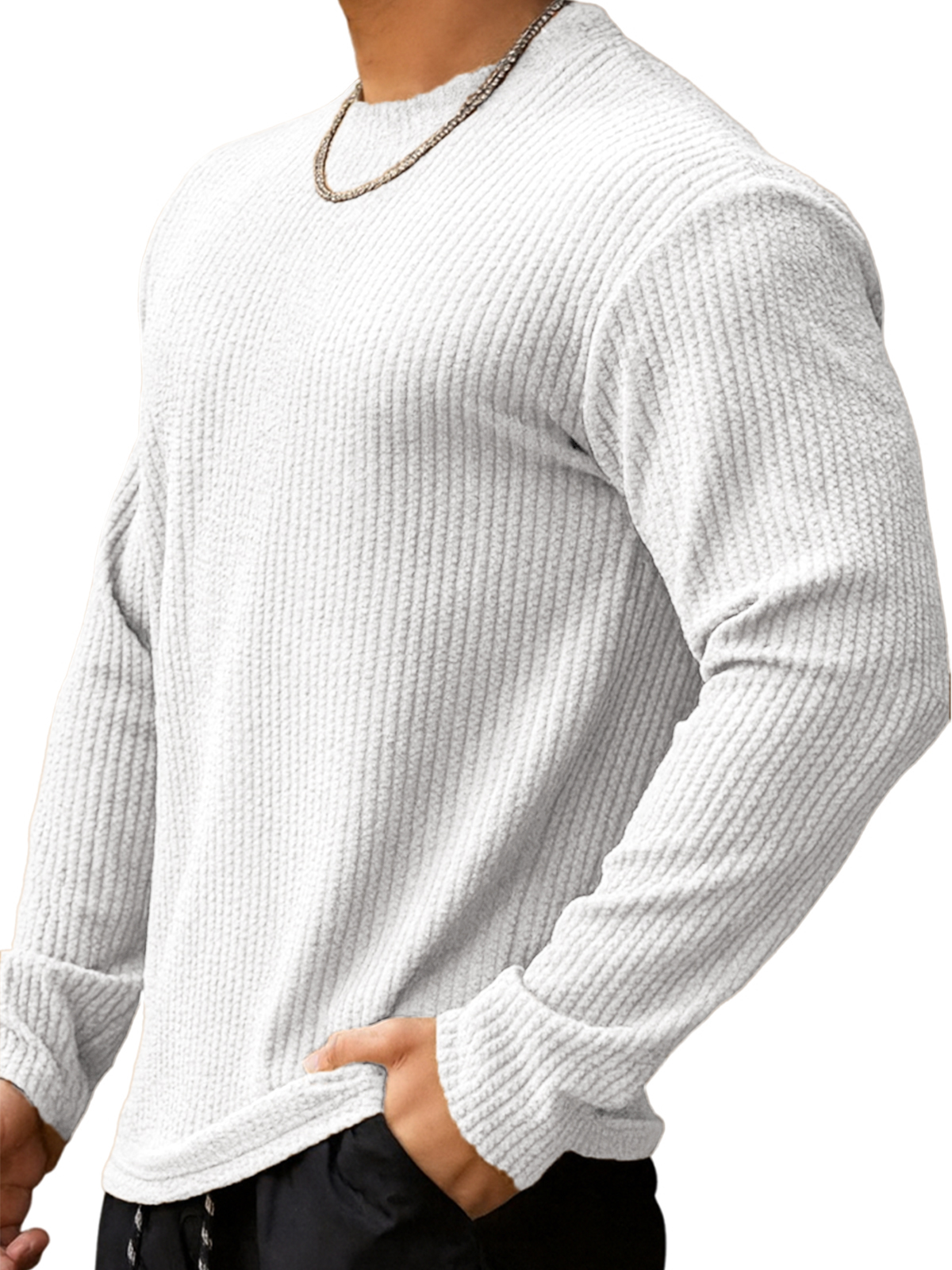 Herren-Fitness-Langarmshirt aus Jacquard-deurabatt