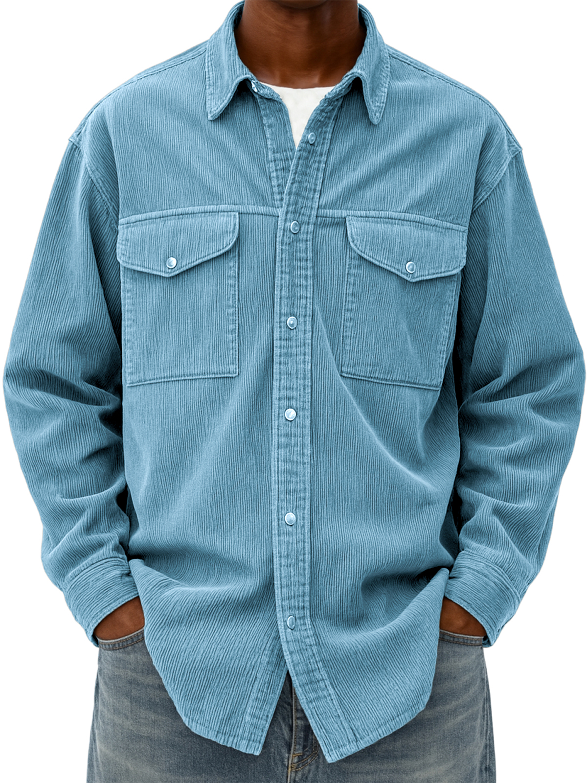 Cordhemd für Herren, Arbeitsjacke mit mehreren Taschen-deurabatt