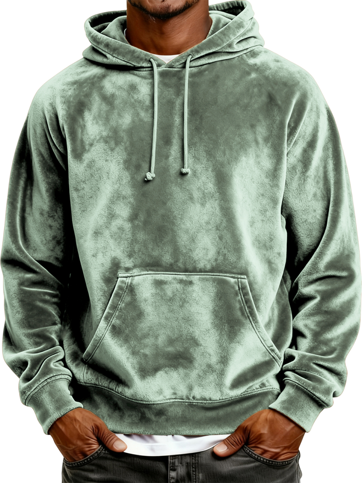 Herren Einfaches Samt Grundlegendes Kapuzenpullover Sweatshirt-deurabatt