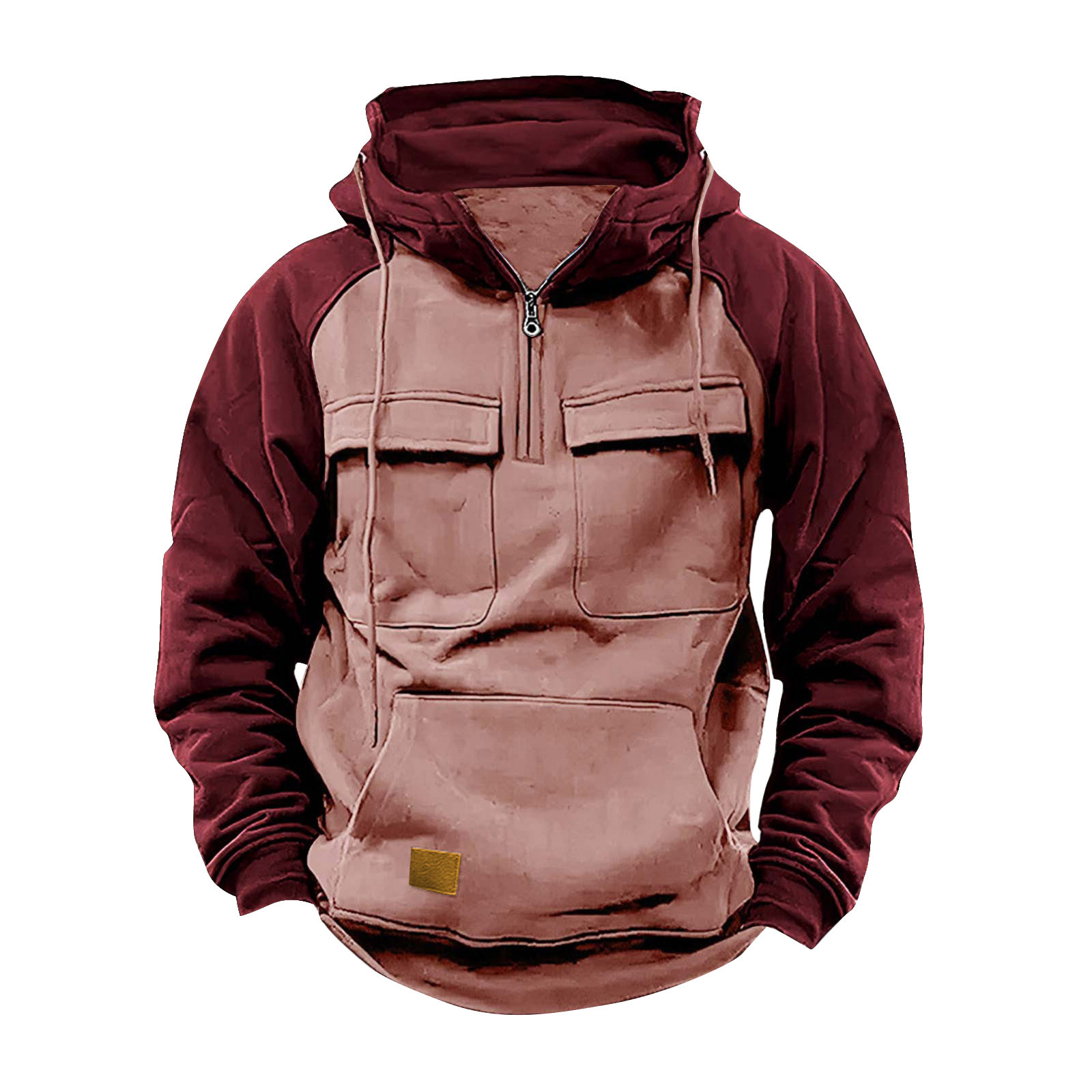 Lässiges Herren-Sweatshirt mit Kapuze und Reißverschluss und doppelter Tasche-deurabatt
