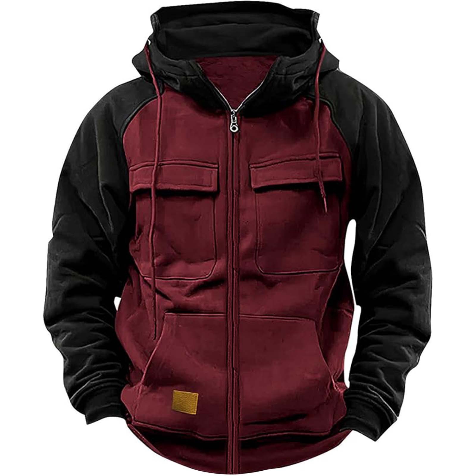 Lässiges Herren-Sweatshirt mit Kapuze und Reißverschluss und doppelter Tasche-deurabatt