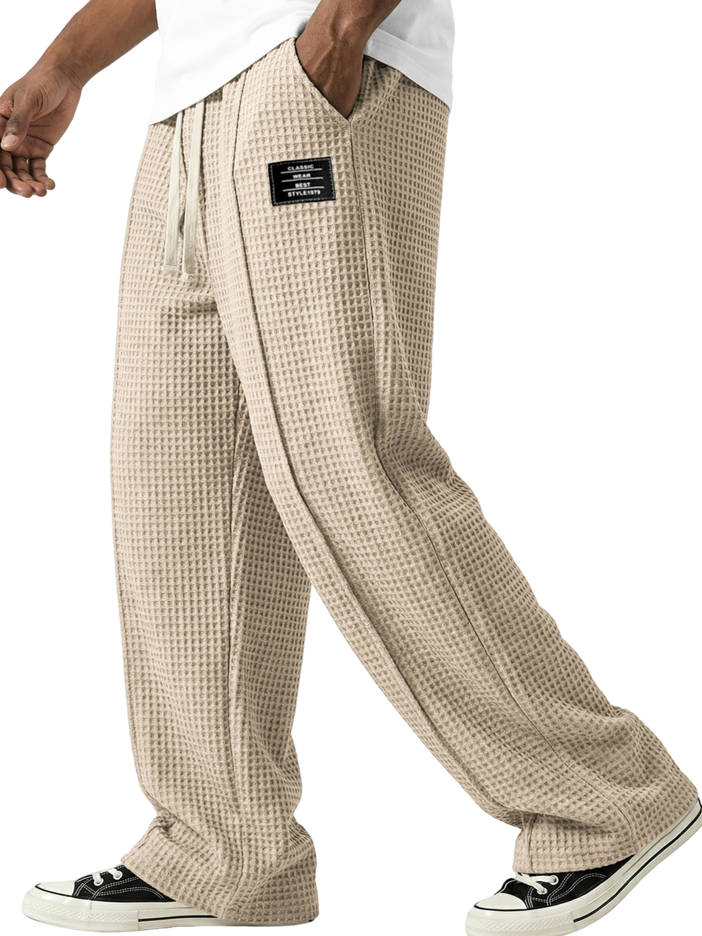 Waffelstrukturierte Minimalistische Schnür-gestickte Hose-deurabatt