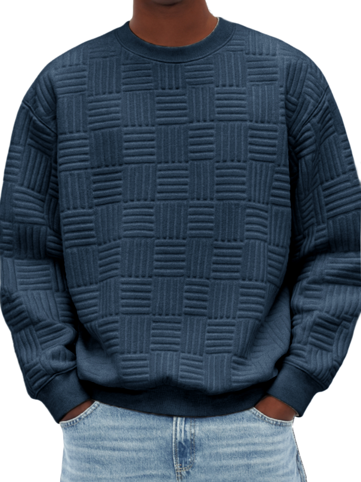Stilvolles Herren-Sweatshirt mit Jacquard-Struktur-deurabatt