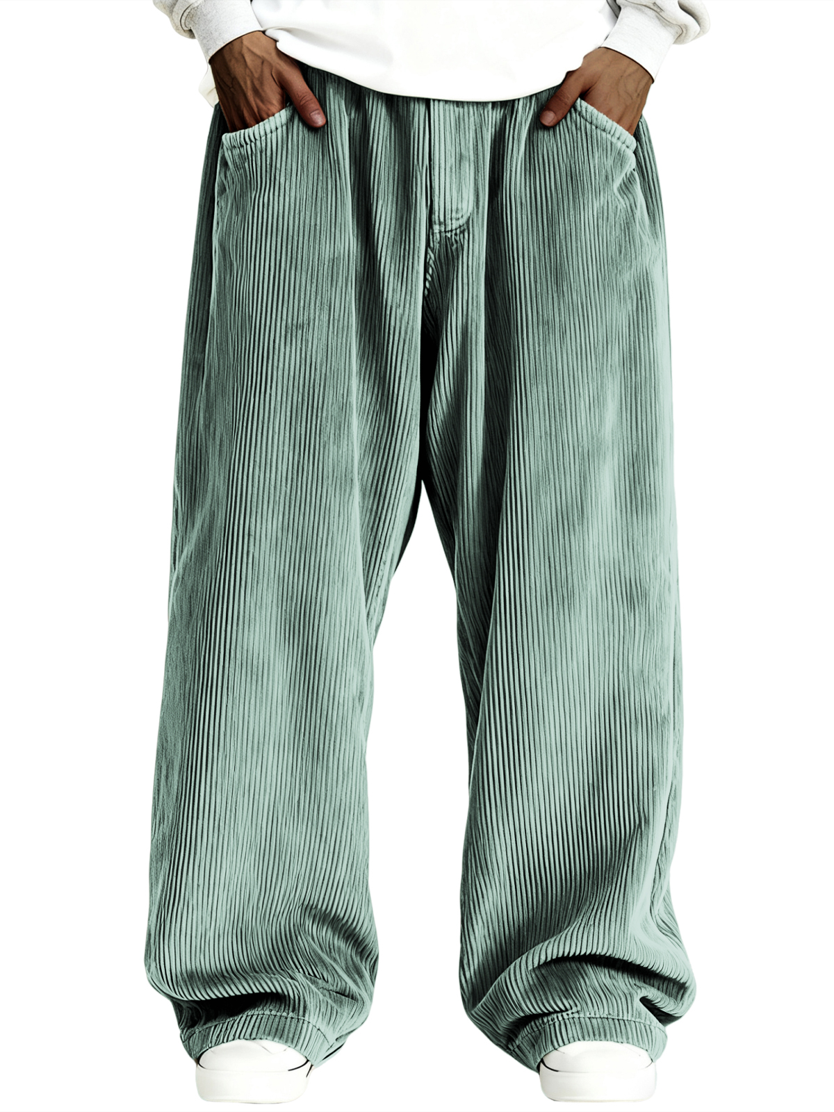 Herren einfache gerippte stilvolle Corduroy Freizeit-Hosen-deurabatt