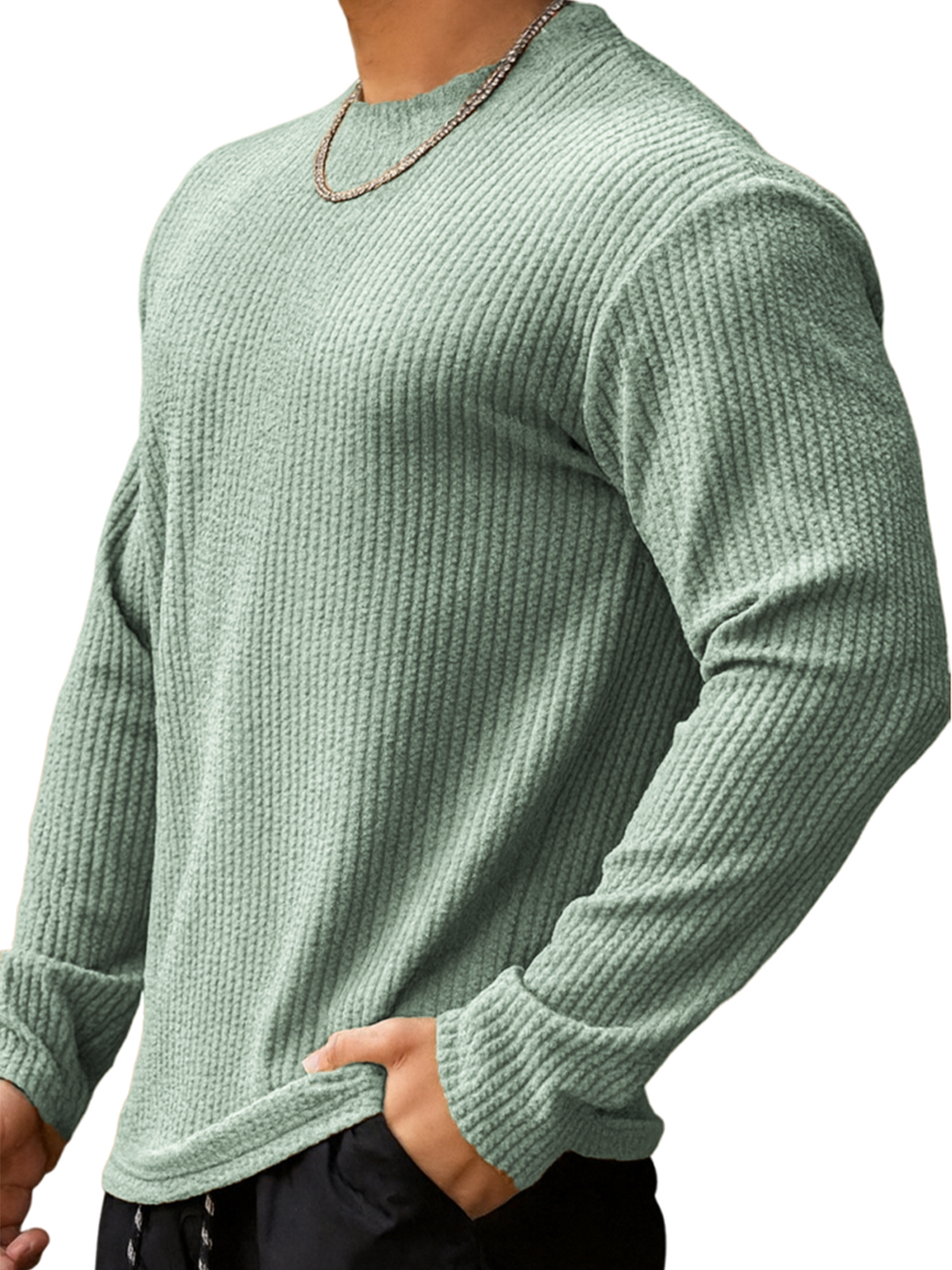 Herren-Fitness-Langarmshirt aus Jacquard-deurabatt