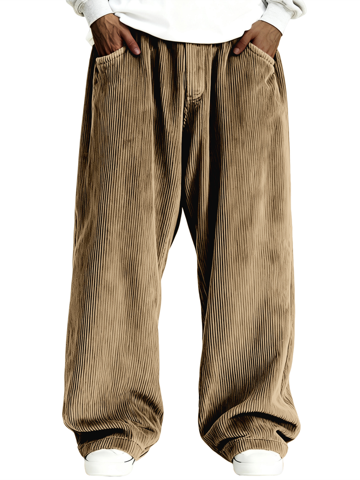 Herren einfache gerippte stilvolle Corduroy Freizeit-Hosen-deurabatt