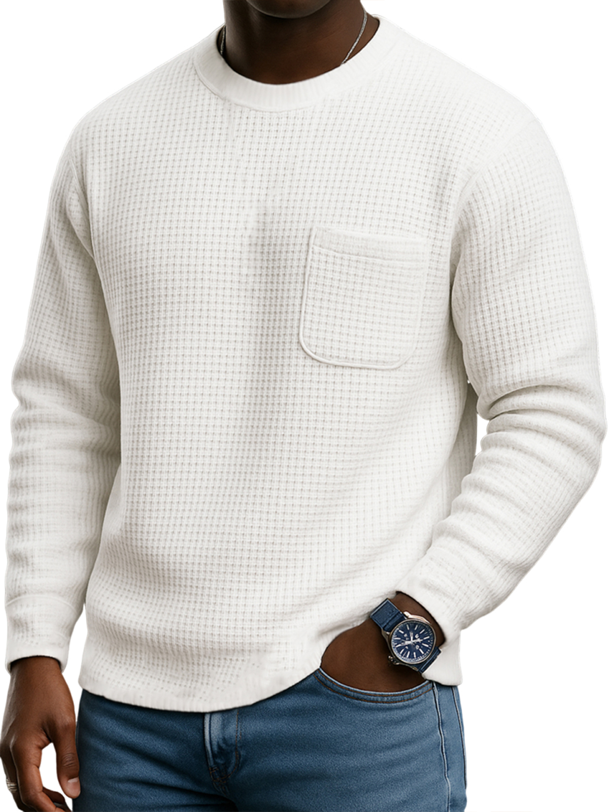 Stylisches Herren-Sweatshirt mit Waffelstruktur und Tasche-deurabatt