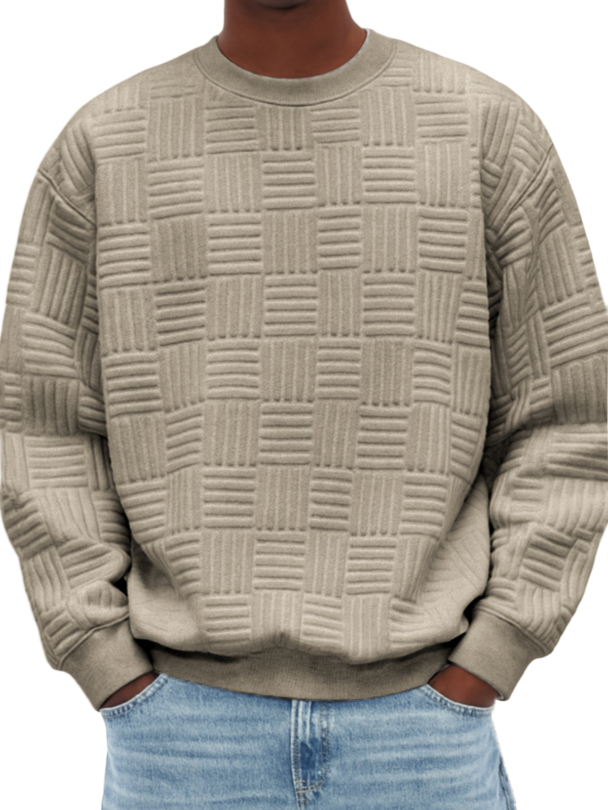 Stilvolles Herren-Sweatshirt mit Jacquard-Struktur-deurabatt