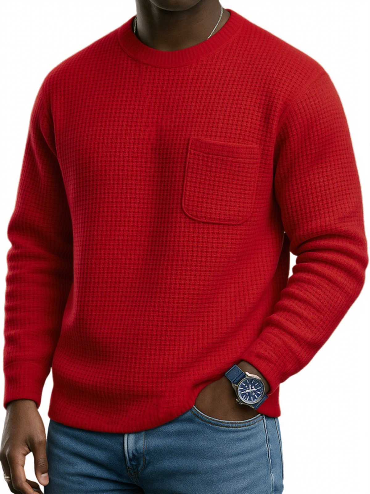 Stylisches Herren-Sweatshirt mit Waffelstruktur und Tasche-deurabatt