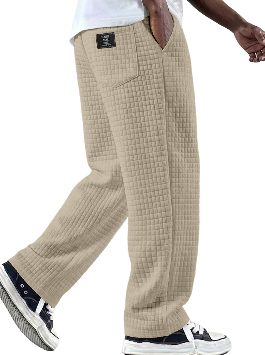 Herren Vintage Waffelstrickstoff Logo Mehrfachtaschen Strickhose-deurabatt