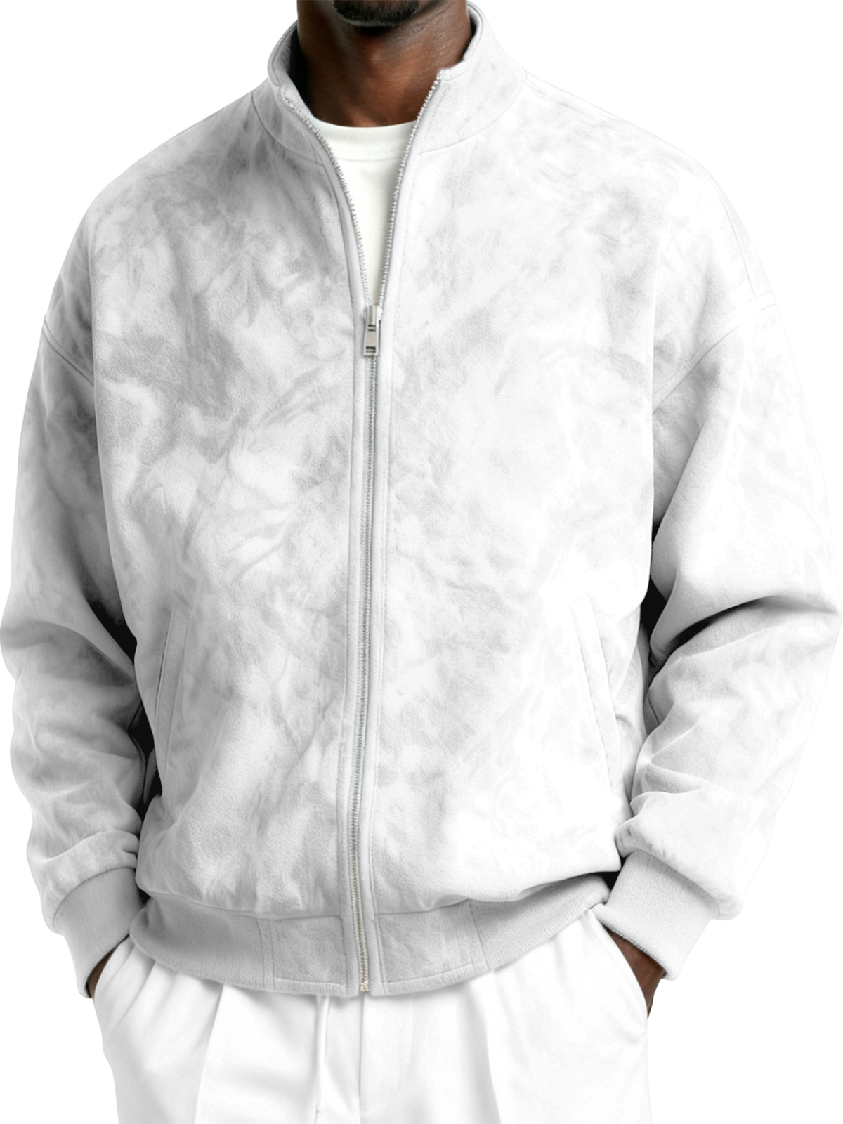 Herren-Komfortjacke aus strukturiertem Faxu-Wildleder mit Reißverschluss-deurabatt