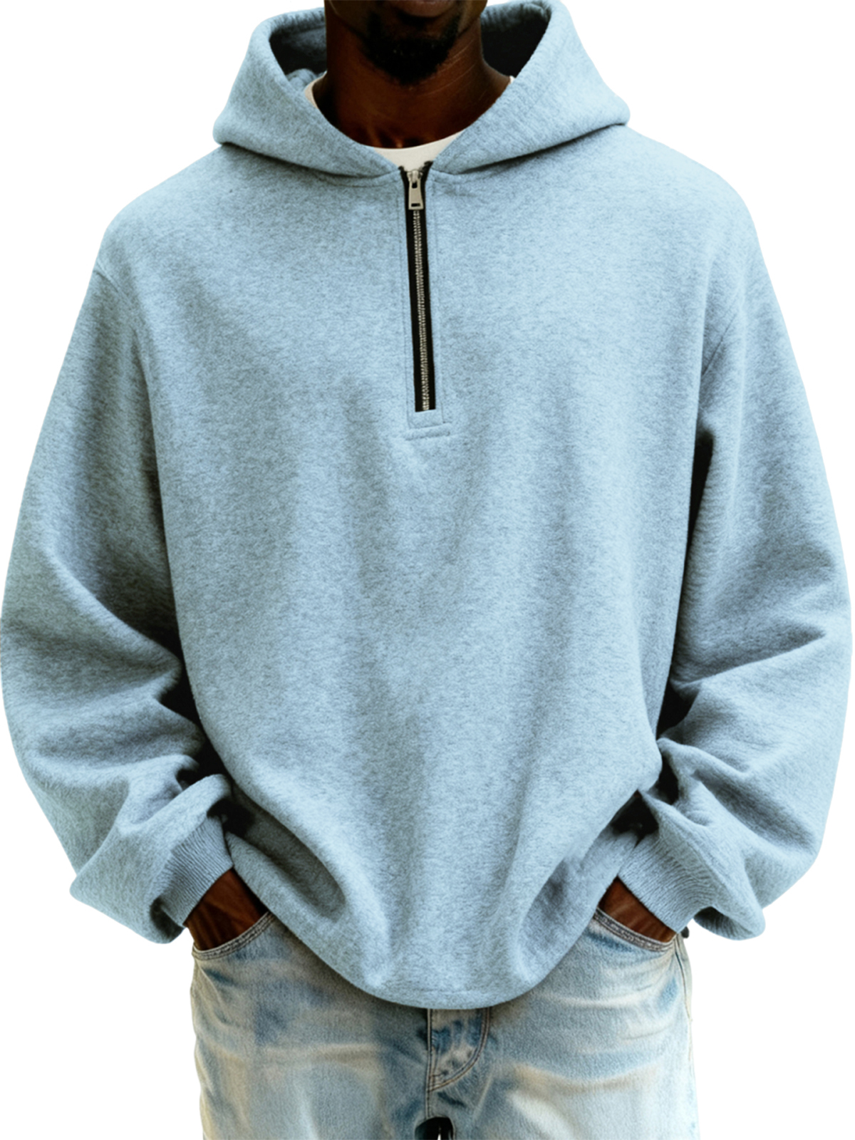 Herren-Kapuzenpullover mit halbem Reißverschluss-deurabatt