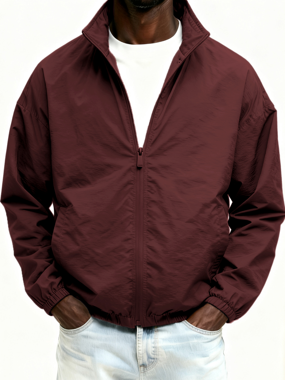 Outdoor-Jacke mit Reißverschluss, einfarbig-deurabatt