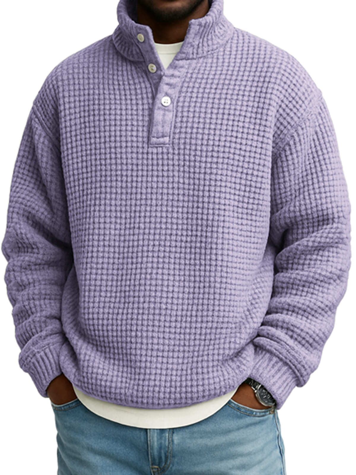 Herren Atmungsaktives Strick-Waffelpullover Sweatshirt-deurabatt