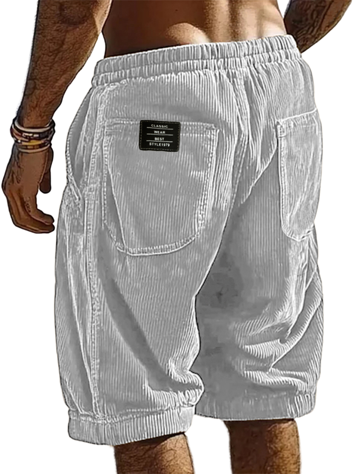 Herren Resort Stilvolle Corduroy Mehrfachtaschen Klassische Bestickte Etiketten Shorts-ZierMode